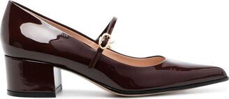 Buckle-Strapped Pointed-Toe Pumps