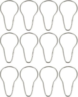 Unique Bargains Shower Curtain Ring Hooks Metal for Bathroom Shower Rods Curtains Liners 12 Pcs - Silver Tone
