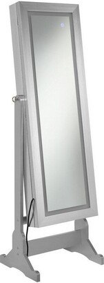 58 Inch Full Body Floor Cheval Mirror, Jewelry Storage, LED, Silver - 1L x 40W x 40H, in inches