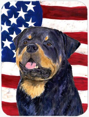 SS4009LCB USA American Flag With Rottweiler Glass Cutting Board