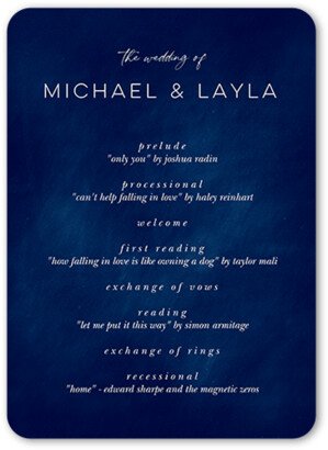 Wedding Program Cards: Cloudy Tints Wedding Program, Blue, 5X7 Flat Program, Matte, Signature Smooth Cardstock, Rounded