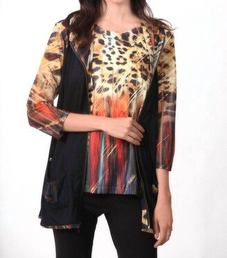 ANGEL Call Of The Wild Hooded Vest In Black Multi