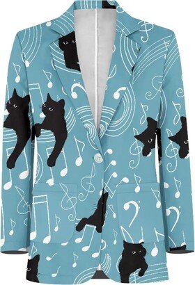 WHOSGNIHTWomen's Black Cat Music Blazer Casual Sports Coats Dress Stylish Lightweight Suit Jackets with Pockets