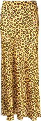 Rabanne Leopard-Print Chain-Detail Maxi Skirt