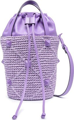 Roman Stud raffia bucket bag