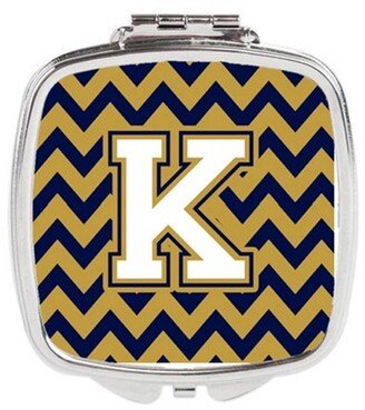 CJ1057-KSCM Letter K Chevron Navy Blue & Gold Compact Mirror