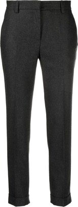 Mélange-Effect Cropped Tapered Trousers