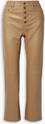 Den cropped leather straight-leg pants