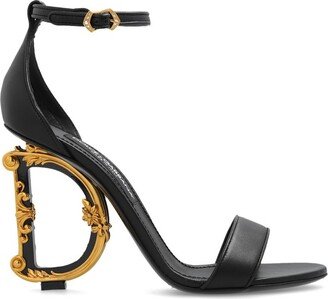 Logo Embellished Heel Sandals