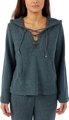 Juniors' Tanya Lace-Up Bell-Sleeve Pullover Hoodie