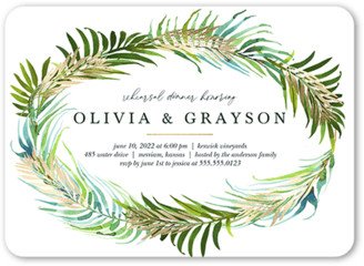 Rehearsal Dinner Invitations: Simple Fronds Rehearsal Dinner Invitation, White, 5X7, Standard Smooth Cardstock, Rounded