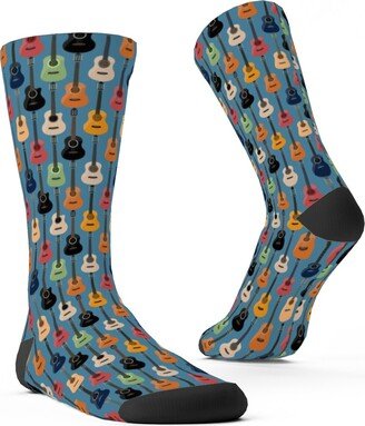 Socks: Guitars - Blue Custom Socks, Blue