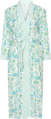 Nologo-Chic Hand Block Printed Kimono Robe - Apple Green