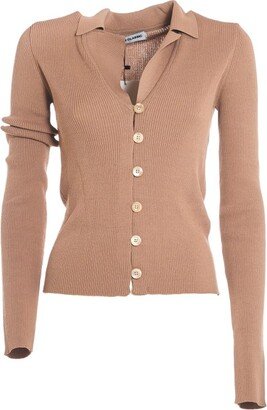 Ribbed V-Neck Cardigan-AE