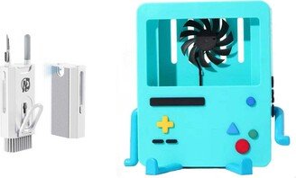 Bolt Axtion Charging Stand for Nintendo Switch Accessories Portable Dock Fan Blue with Cleaning Kit