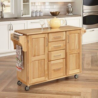 Breakfast Bar Kitchen Cart with Wood Top Natural