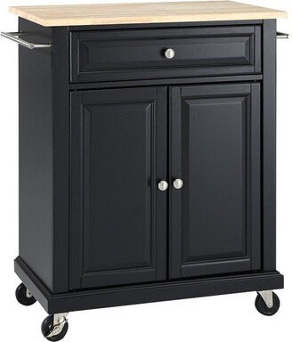 Wood Top Portable Kitchen Cart Wood/Black