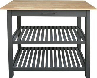 Kitchen Island with Two Shelves Natural/Gray - Flora Home