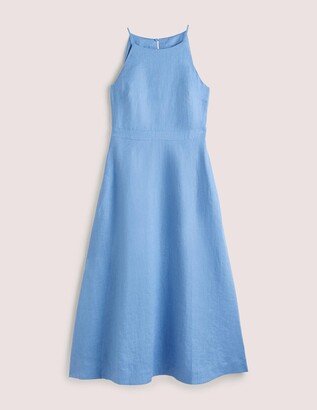 Halterneck Linen Midi Dress