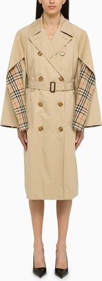 Honey cotton double-breasted trench coat