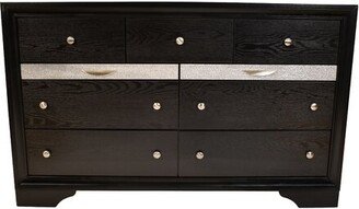 Global Pronex Wooden Dresser with 6 Drawers and 2 Jewlry Storage Black