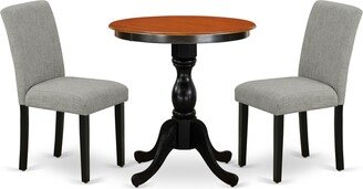 3-Piece Dining Room Table Set Include a Wood Table and 2 Kitchen Chairs with Slatted Back - Black Finish