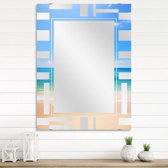 Designart 'Cloudy Horizon Over Beach' Sea & Shore Printed Wall Mirror