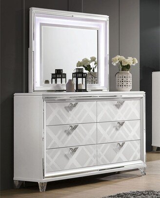 Bel Air Modern White 64-inch Wide Wood 6-Drawer 2-piece Dresser and Mirror Set