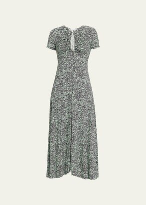 Animal Jacquard Cut-Out Midi Dress