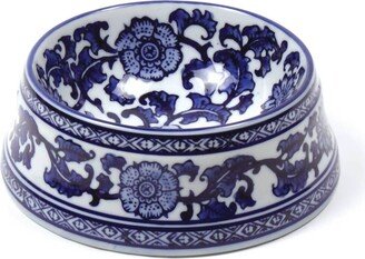 Chinoiserie Dog Bowl In Blue