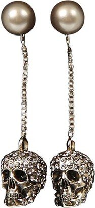 Pave Skull Chain Earrings