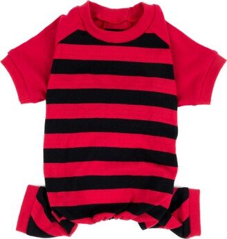 Leveret Dog Cotton Pajama Striped Red and Black - Red Black