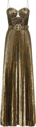 Josie metallic-effect pleated gown