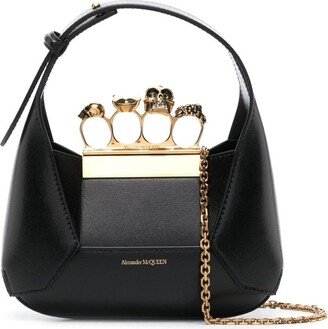 The Jewelled Hobo Mini Bag In Black Calf Leather Woman