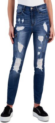 Juniors' Ripped High-Rise Skinny Ankle Jeans