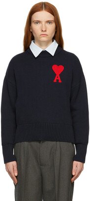 Navy Ami De Cœur Cotton Crewneck