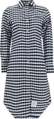 Gingham Knee-Length Buttoned Shirt Dress