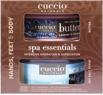 Spa Essentials Kit - Lavender and Chamomile by Cuccio Naturale for Women - 2 Pc 19.5oz Sea Salt Scrub, 8oz Butter Blend