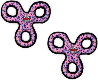 Tuffy Jr 3WayTug Pink Leopard, 2-Pack Dog Toys
