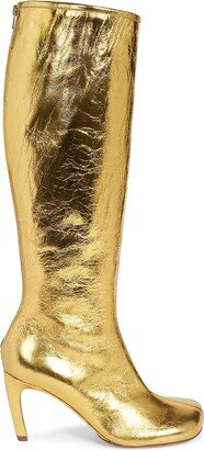 80MM Metallic Leather Knee-High Boots