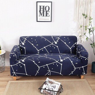 Dark Blue Elegant Polyester and Spandex Stretch Washable Box Cushion Loveseat Slipcover