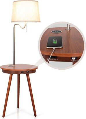 End Table Lamp Bedside Nightstand Lighting with Wireless Charger Coffee