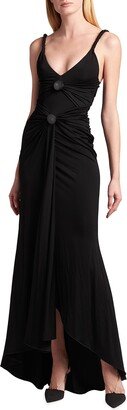 High-Low Front Ruched Jersey Gown