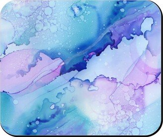 Mouse Pads: Watercolor Waves - Blue And Purple Mouse Pad, Rectangle Ornament, Blue