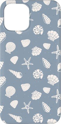 Custom Iphone Cases: Seashells Summer Beach - Dusty Blue Phone Case, Silicone Liner Case, Matte, Iphone 12 Pro Max, Blue