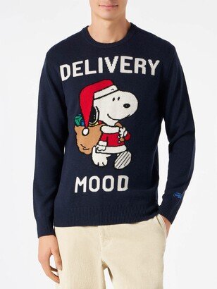 Man Navy Blue Sweater With Snoopy Print Peanuts Special Edition