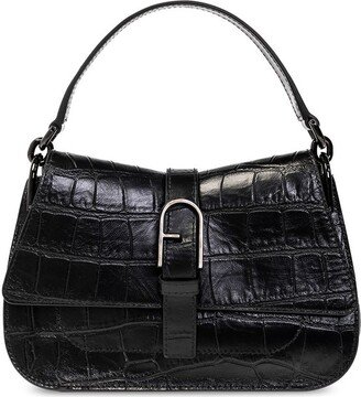 Flow Embossed Foldover Top Mini Shoulder Bag