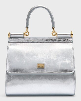 Sicily Metallic Leather Top-Handle Bag