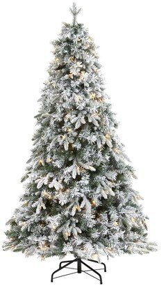 Flocked Vermont Mixed Pine Artificial Christmas Tree with 300 Clear Led Lights