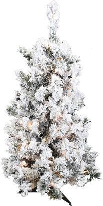 Artificial 36 X 24 Indoor Flocked Alaskan Pine Christmas Tree - 100 Dura-Lit® Clear Mini Italian Lights - 127 PVC Tips